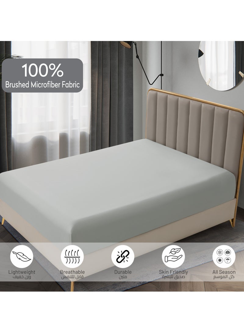 Donetella - Bedding Fitted Sheet 3-Pcs Super King Size Solid Bed Sheet Set Fits(200x200CM) With Pillowcases And 35 CM Extra Deep Brushed Microfiber Bed Sheet,Ansonia - Image 1