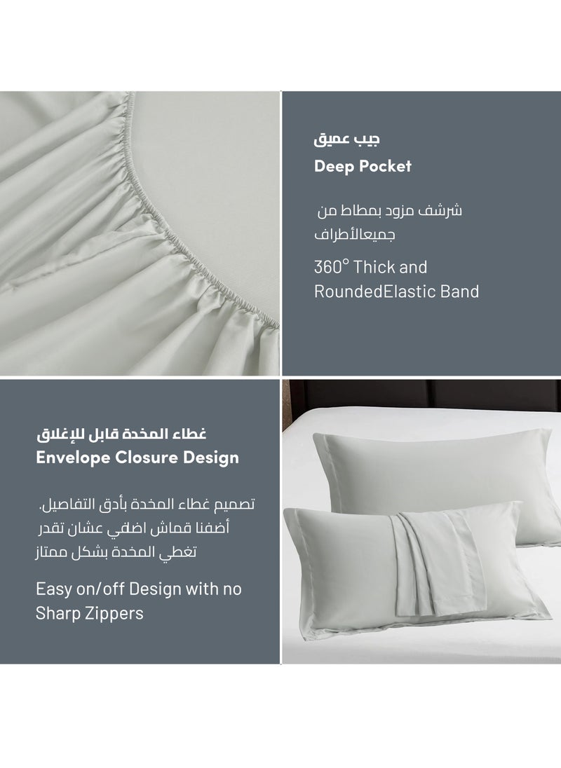 Donetella - Bedding Fitted Sheet 3-Pcs Super King Size Solid Bed Sheet Set Fits(200x200CM) With Pillowcases And 35 CM Extra Deep Brushed Microfiber Bed Sheet,Ansonia - Image 1