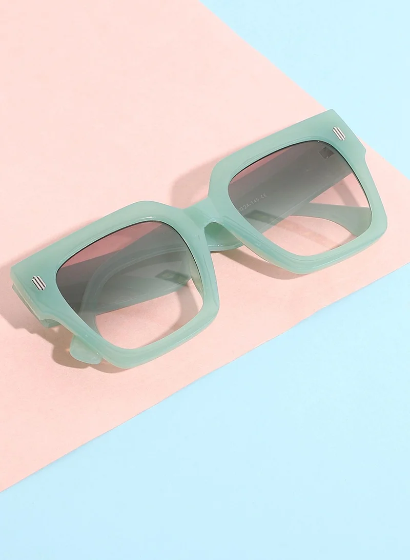 Haute Sauce Tinted Lens Green Frame Oversized Sunglass