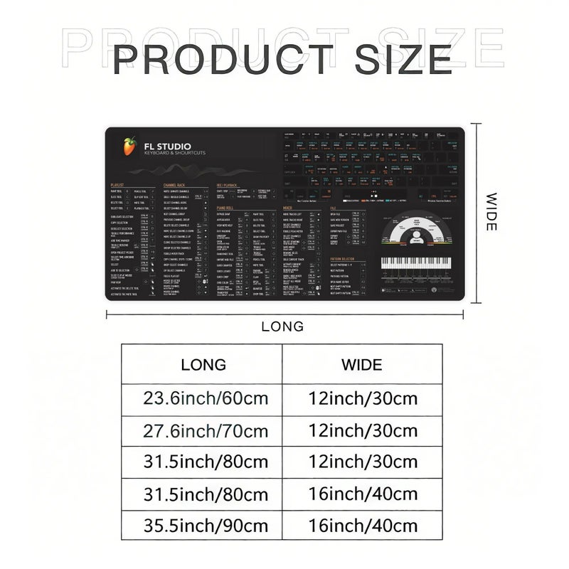 FL Studio Shortcuts Large Desk Mat 31.5x15.75 Inch Multicolor for Gaming And Streaming - Image 4