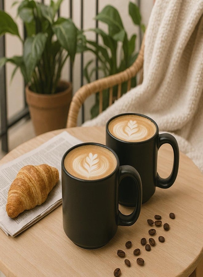 KITTENS Matte Black Ceramic Coffee Mug Set of 2 - 200ml - Deep Blue Interior | Handcrafted Stoneware | Microwave & Dishwasher Safe | Premium Tea & Coffee Mugs for Home, Office & Gifting - Image 2