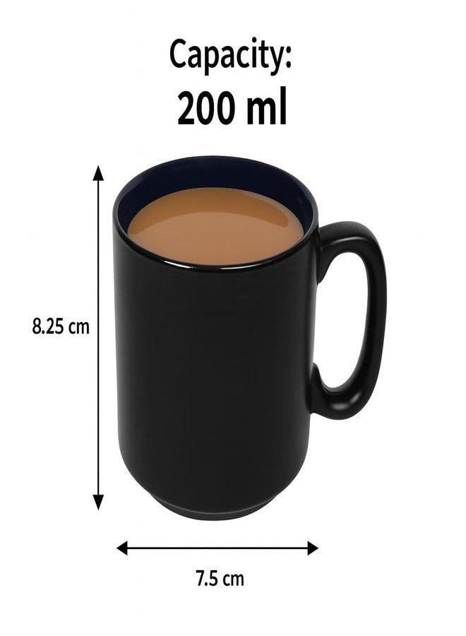 KITTENS Matte Black Ceramic Coffee Mug Set of 2 - 200ml - Deep Blue Interior | Handcrafted Stoneware | Microwave & Dishwasher Safe | Premium Tea & Coffee Mugs for Home, Office & Gifting - Image 4