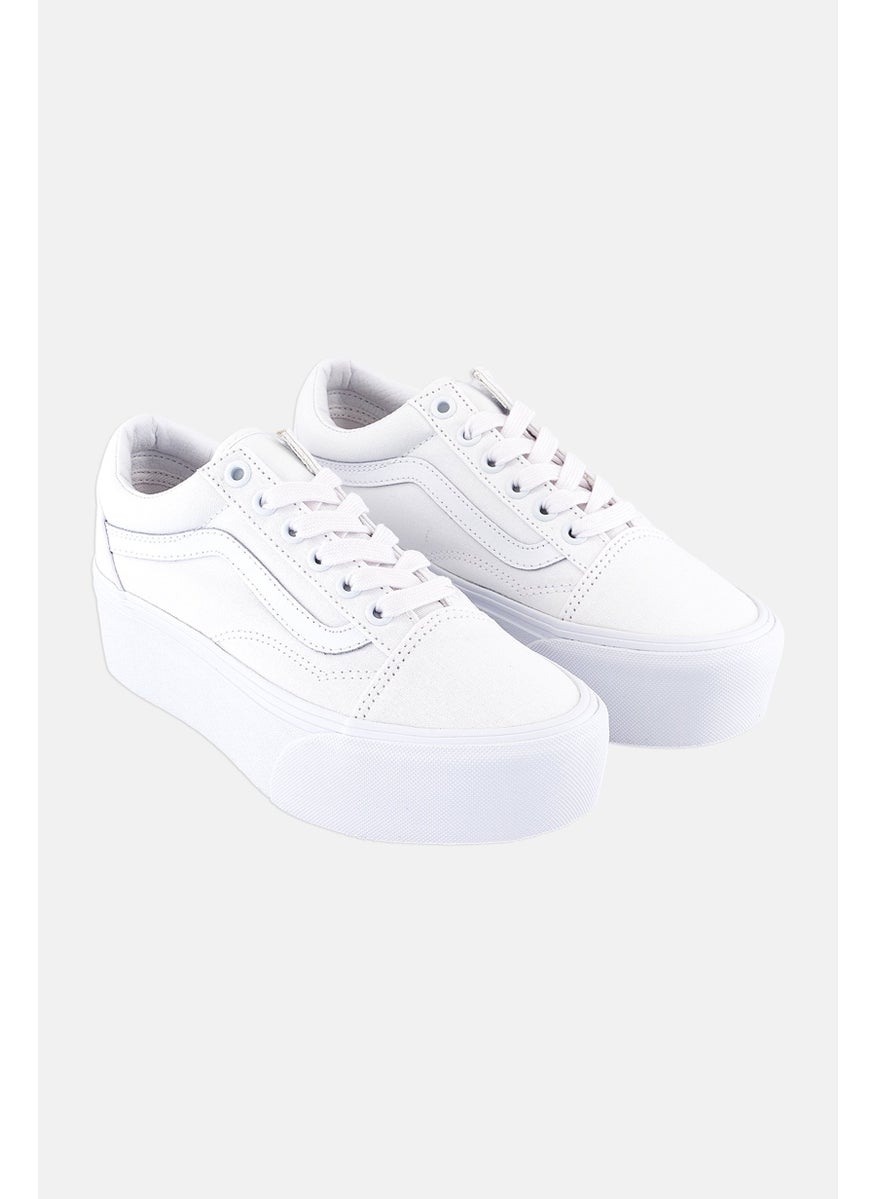 VANS Kids Boy Old Skool Stackform Skate Shoes, White  - Image 1