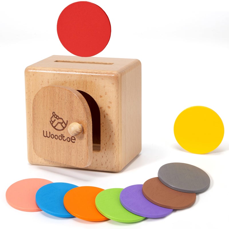 Woodtoe Montessori Coin Box for Toddlers Montessori Toys for 1 2 3 Year Old Fine Motor Skills Toys Wooden Sensory Toy Object Permanence Educational Toy 1st One First Birthday Gift for Boys Girls - Image 3