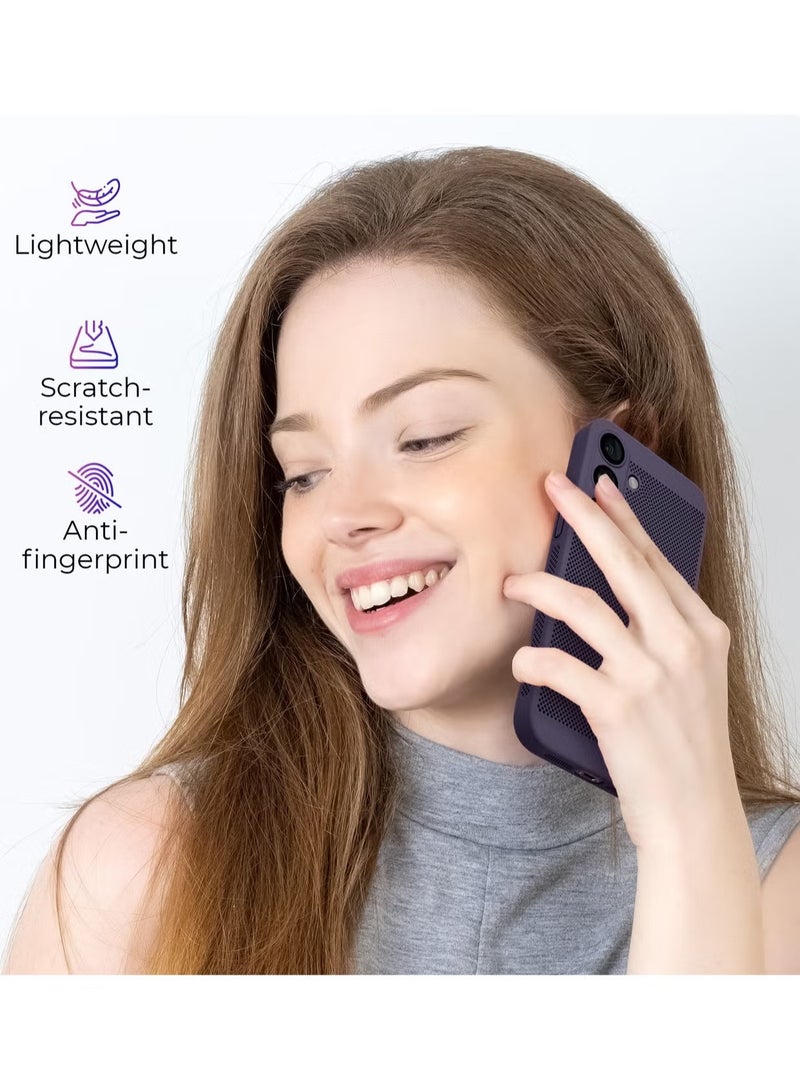 Heat Dissipation Case with Built in Camera Lens Protector Slim Fit Breathable Cooling Anti Fingerprint Hard PC Back Shockproof Cover For Samsung Galaxy A14 (Purple) - Image 4