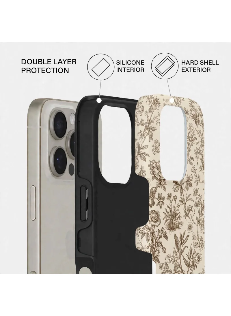 Mobcos iPhone 16 Pro Cream Bloom Premium Case Compatible with Hybrid Dual-Layer Hard Shell + Silicone Protection - Scratch-Resistant Shockproof Mobile Cover
