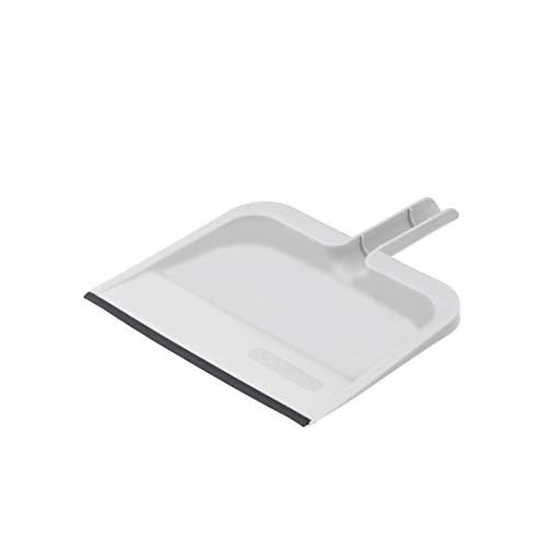 Superio ClipOn Dustpan with Rubber Lip  10inch Wide Durable Plastic Dust Pan with Comfort Grip Handle White 1Pack