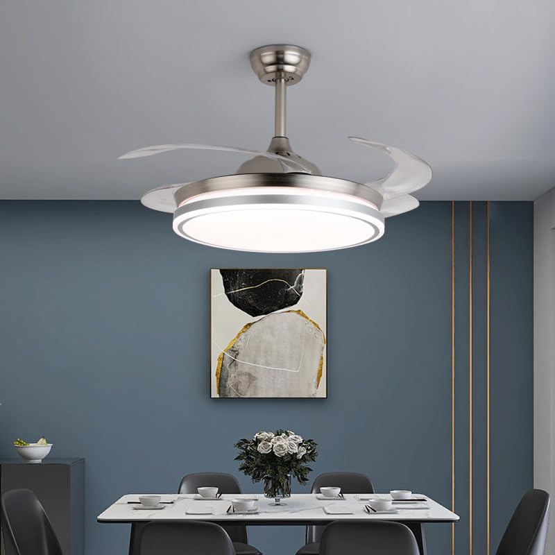 CITRA CITRA Silver Modern Ceiling Fan Chandelier and Remote Controled for Living Room Drawing Room Warm White  - Image 2