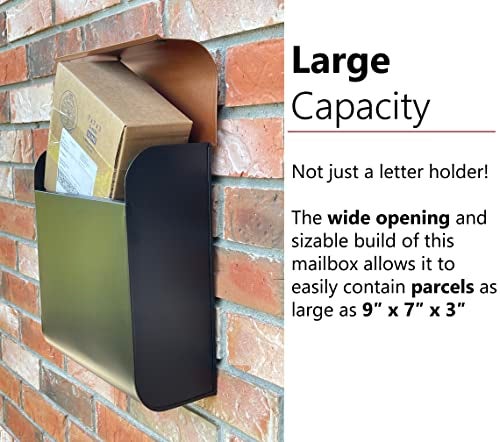 NACH Mailboxes for Outside Wall Mount, 12 x 4.5 x 10 inch, Black Mailbox for Door, Waterproof Mailbox Wall Mount - The Dominion Mailbox - Image 3