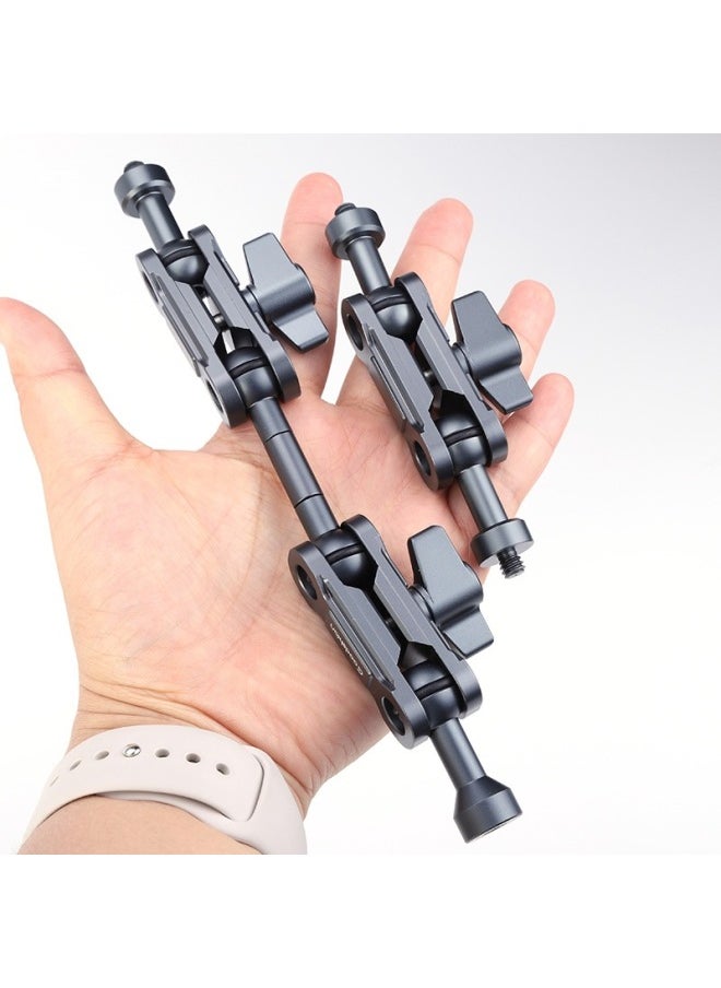 Generic Aluminum Alloy 17MM Ball Head Two Joint Pea Clip Peanut Clip Lengthened Universal Magic Arm Extension Multi-function-Body Color:17mm Ball Head  Black  - Image 5