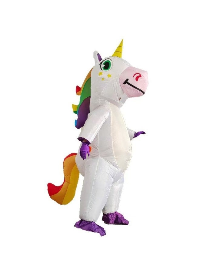 Loquat Unicorn Prop Suit Show Performance Suit Cartoon Animal Inflatable Air Model Suit Unicorn Inflatable Suit-Color:White Unicorn 150-190cm - Image 1