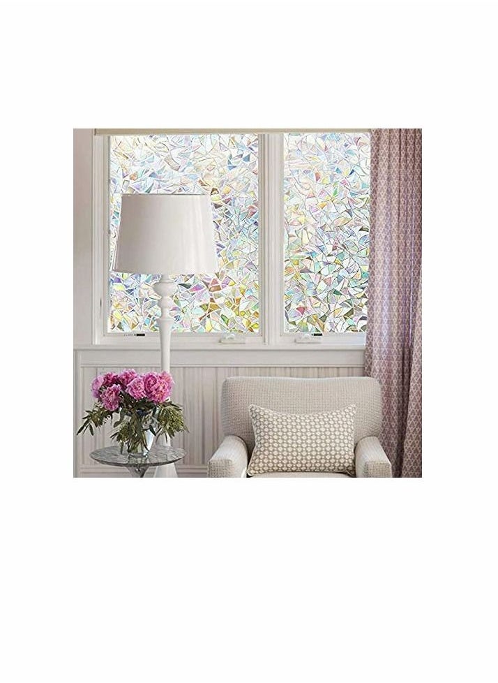 Excefore Window Film Decorative Privacy Film 3D No Glue Holographic Glass Sticker for Glass Door Home House Ofiice Heat Control Anti UV 17.5 x 78.7 inches  - Image 2