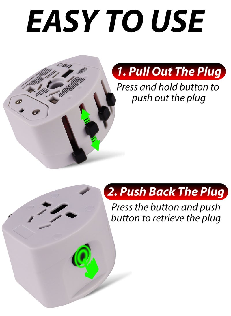 DBLEW Universal World Travel Adapter With 2 USB Port Portable AC Power Charger for Smartphones Cameras Electric Appliances Works in 150 Countries Multiple International UK/US/AUS/EU Plug Multi Socket  - Image 2