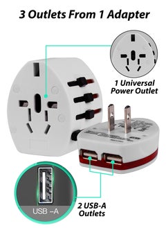دي بلو محول طاقة عالمي للسفر مع منفذي USB لشحن الأجهزة المحمولة والكاميرات والأجهزة الكهربائية يعمل في 150 دولة بمقابس متعددة دولية (بريطانيا/الولايات المتحدة/أستراليا/الاتحاد الأوروبي) متعددة المنافذ  - Image 4