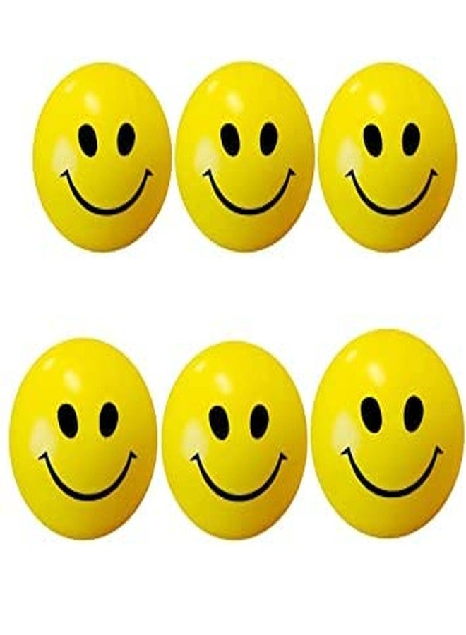 DOMUM Smiley Soft Balls Cute Funny Yellow Emoji Happy Smiley Face Squeeze Sponge Balls, Yellow Emoji Face Fun Ball, Stress Relief Ball (Pack of 6). - Image 1