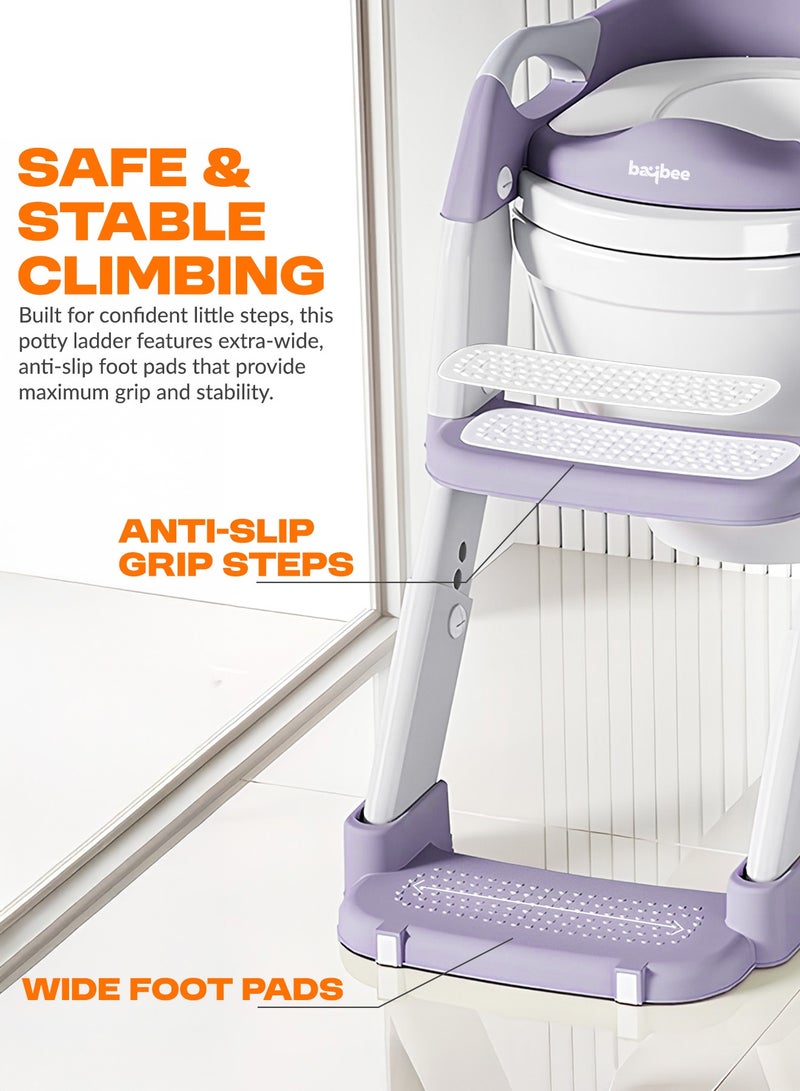 BAYBEE 3 in 1 Wobble Western Toilet Kids Potty Training Seat for Baby with Ladder & 6-Level Height Adjustable | Foldable Baby Potty Seat with Removable Bowl | Kids Toilet Seat | Potty Seat for Kids 1 to 8 years Purple - Image 5