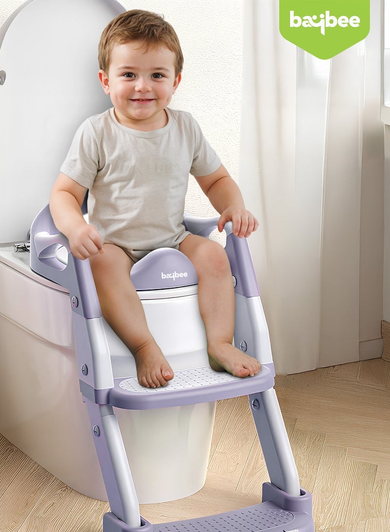 BAYBEE 3 in 1 Wobble Western Toilet Kids Potty Training Seat for Baby with Ladder & 6-Level Height Adjustable | Foldable Baby Potty Seat with Removable Bowl | Kids Toilet Seat | Potty Seat for Kids 1 to 8 years Purple - Image 4