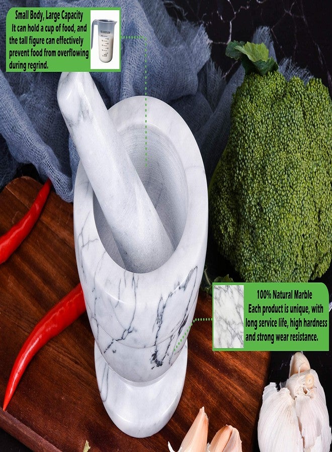SIPARUI Mortar and Pestle Marble Set for Spices Pestos Seasonings Pastes Guacamole Bowl Herb Grinder Easy to Clean INCLUDED:Silicone Mat,Brush,Stainless Steel Spoon 4.33inch(Small,White Gray) - Image 5