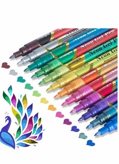 KASTWAVE Glitter Metallic Paint Pens, Sparkle Water-Based Marker Pen for Greeting Cards, Mugs, Wood, Art Drawing, Rock Painting, Posters, Albums, Scrapbooking Card Making (12-Colors)  - Image 1