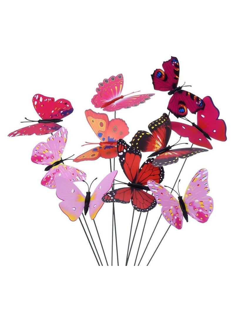 Y&D 26Pcs Colorful Garden Butterflies Stakes Patio Butterfly Ornaments on Sticks for Outdoor Party Yard Plant Decorations Double-deck - Image 3