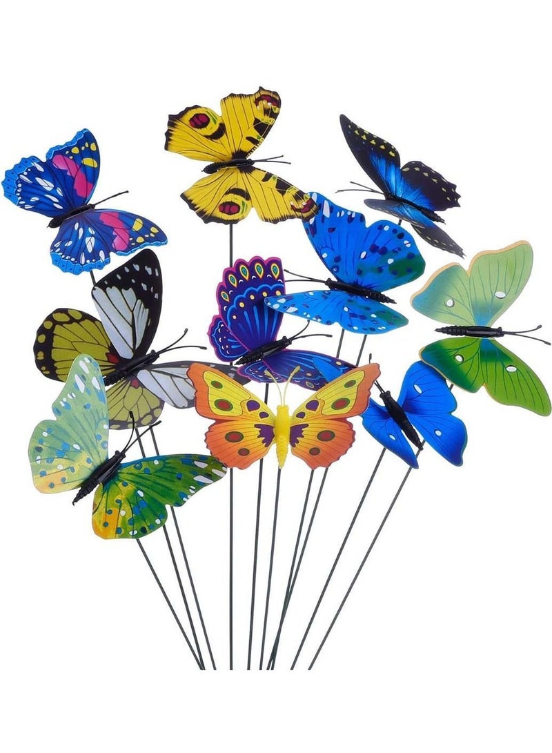 Y&D 26Pcs Colorful Garden Butterflies Stakes Patio Butterfly Ornaments on Sticks for Outdoor Party Yard Plant Decorations Double-deck - Image 2