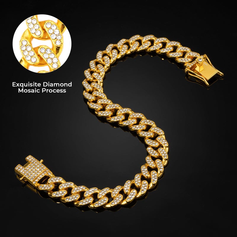 THAMIAO Gold Dog Chain Diamond Gold Chain Dog Collar Walking Metal with Design Secure Buckle Pet Collar Jewelry Accessories Necklace for Small Medium Large Cats,10 Inch - Image 3