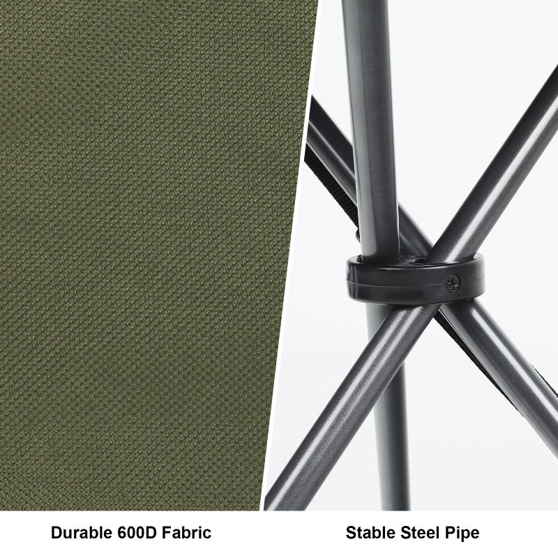 Outplea 18" Folding Tripod Stool for Adults Heavy Duty, Lightweight Portable Three Leg Tall Camping Stool, Collapsible Backpacking Tripod Seat Chair for Fishing Hunting, Support 225 lbs, Green - Image 4
