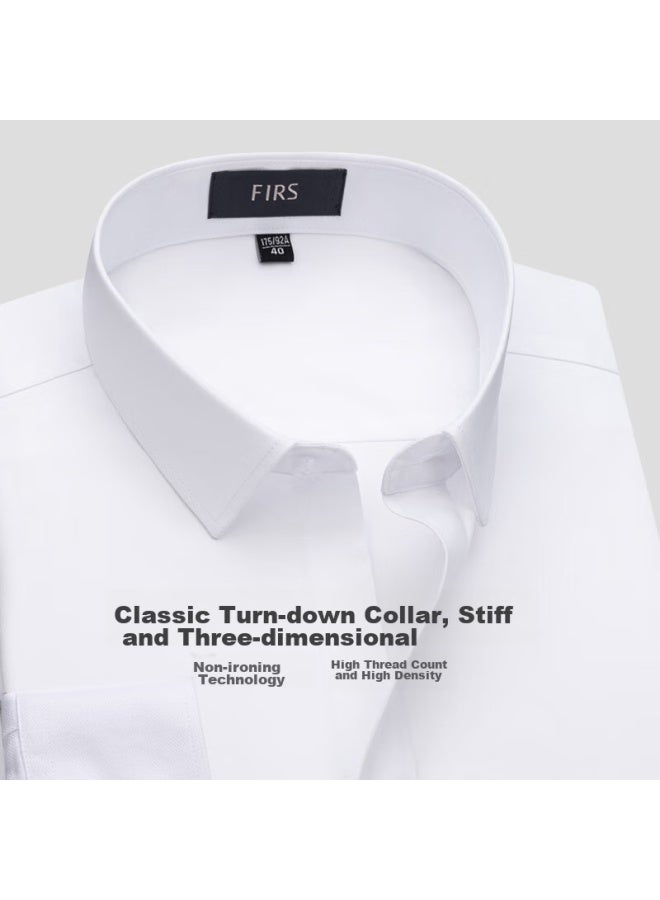 FIRS (شينشان) [100% قطن نقي خالي من التجاعيد] قميص رجالي بأكمام طويلة، مناسب للأعمال غير الرسمية على مدار السنة، ملابس رسمية مقاومة للتجاعيد، قميص رسمي للرجال - Image 4