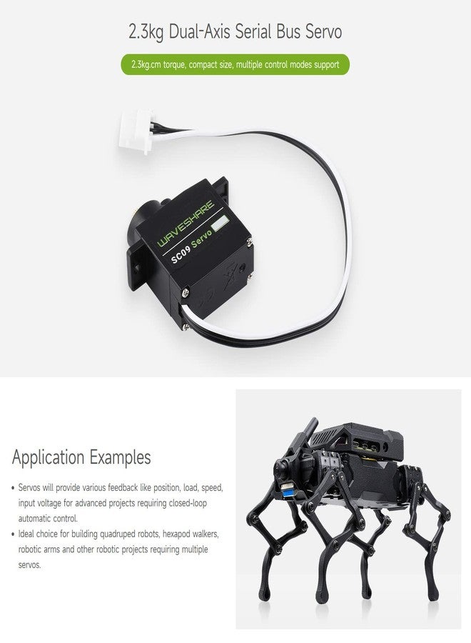 Waveshare 2.3kg Serial Bus Servo, Two-Way Feedback, Servo/Motor Mode Switchable, Conpact Size, 300° Rotation Angle - Image 3