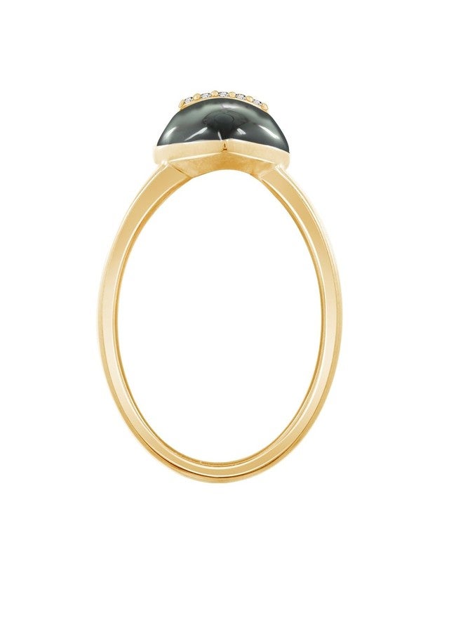 Diamonbliss خاتم قلب منتفخ مطلي بالذهب عيار 14 من ديامون بليس | خاتم قلب أسود من المينا مصنوع من الفضة الإسترلينية 925 للنساء | ماسة محاكاة من زركونيا مكعبة، مقاس 7 - Image 4