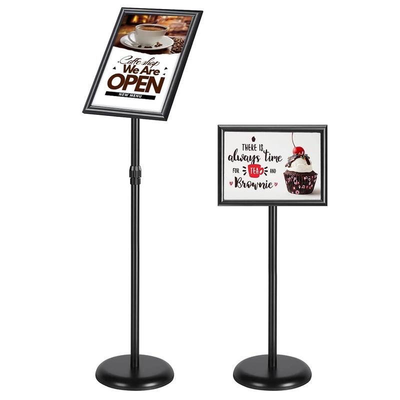 Climberty ® 9.4x13 Inch Heavy-Duty Adjustable Floor Standing Sign Holder, Pedestal Standing Sign Holder Stand Poster Stand with Round Base for Vertical/Horizontal Sign Display - Image 1