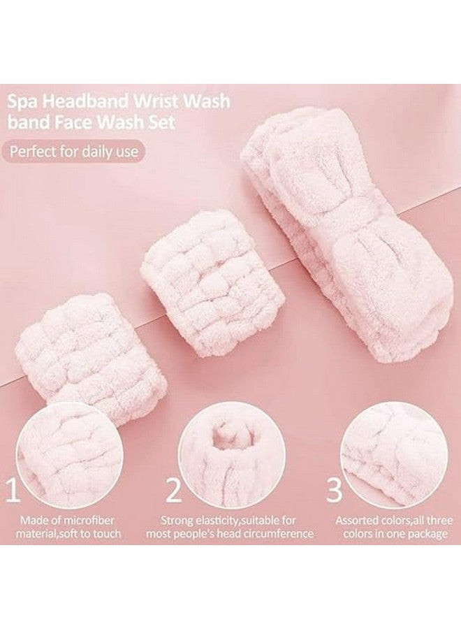 Black Sparrow Women 3 Pcs Headband and Wristband Set, Microfiber Skincare Headband With Wrist Band for Makeup, Face Washing - Image 3