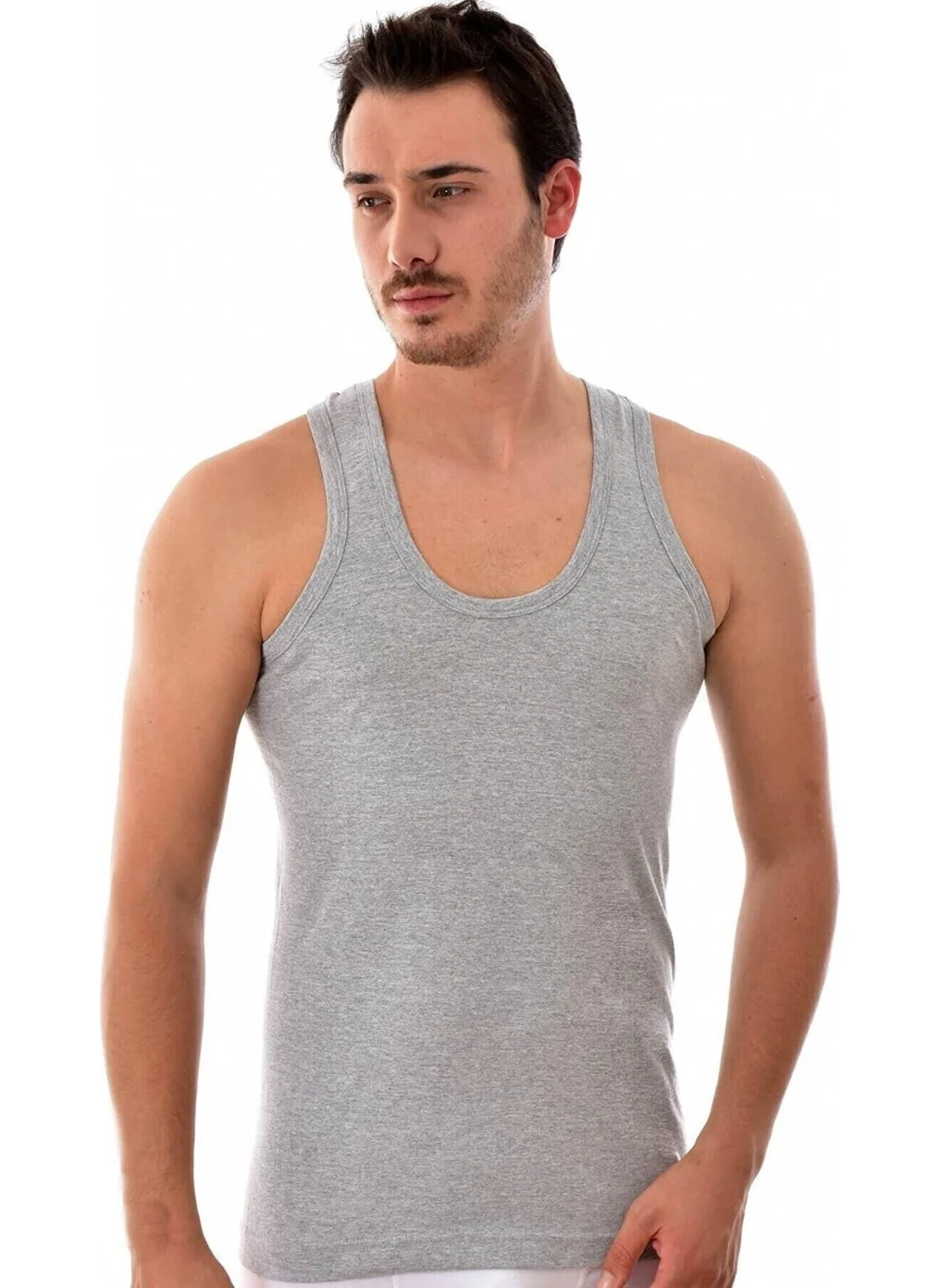 Seher Yıldızı Men's Strappy Classic Colored Undershirt - 6 Pieces