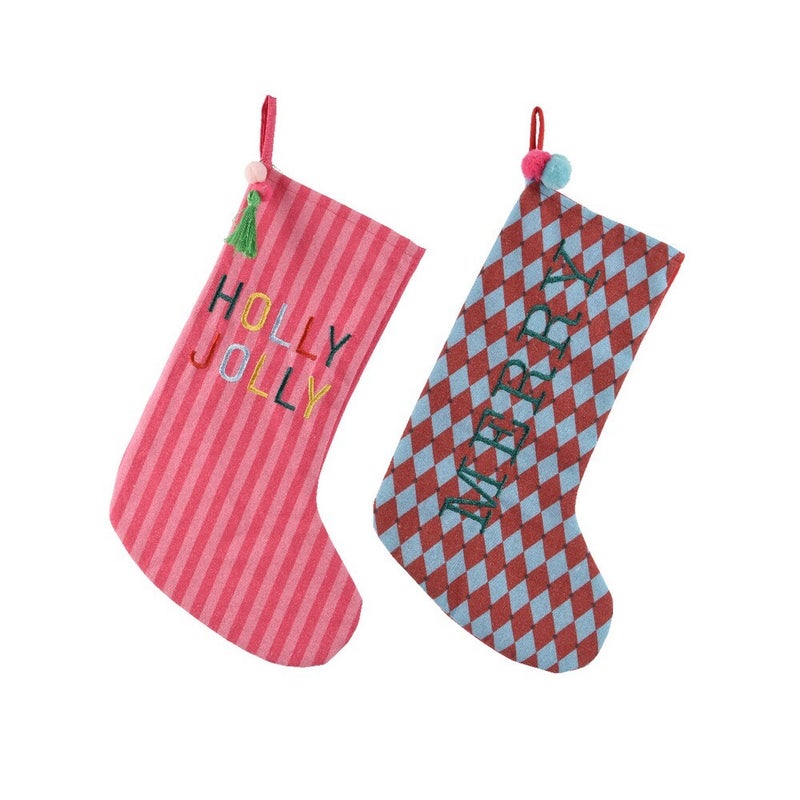 Kaemingk جورب كامينغك - بوليستر، زينة عيد الميلاد، زينة عيد الميلاد المعلقة، لمسة ديكور منزلية موسمية، 1 قطعة بتصاميم متنوعة