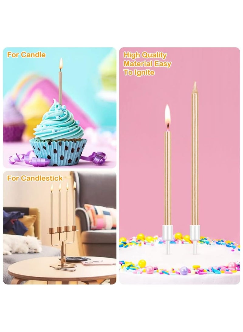 HOME ZONE 6 Pieces Birthday Cake Candles Golden Colour 12cm Tall Pencil Candles for Birthday Wedding Baby Shower Party Decoration - Image 4