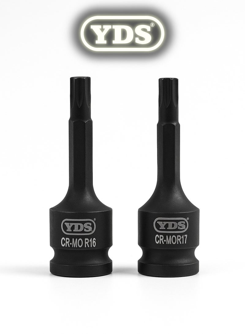 YDS 1/2" Socket Adapter Set – Internal Star RIBE Drivers RT6–RT14, Chrome-Molybdenum Steel, Long-Reach, Pin-Hole Retention, Heavy-Duty Case – Automotive, Mechanical & Industrial - Image 2