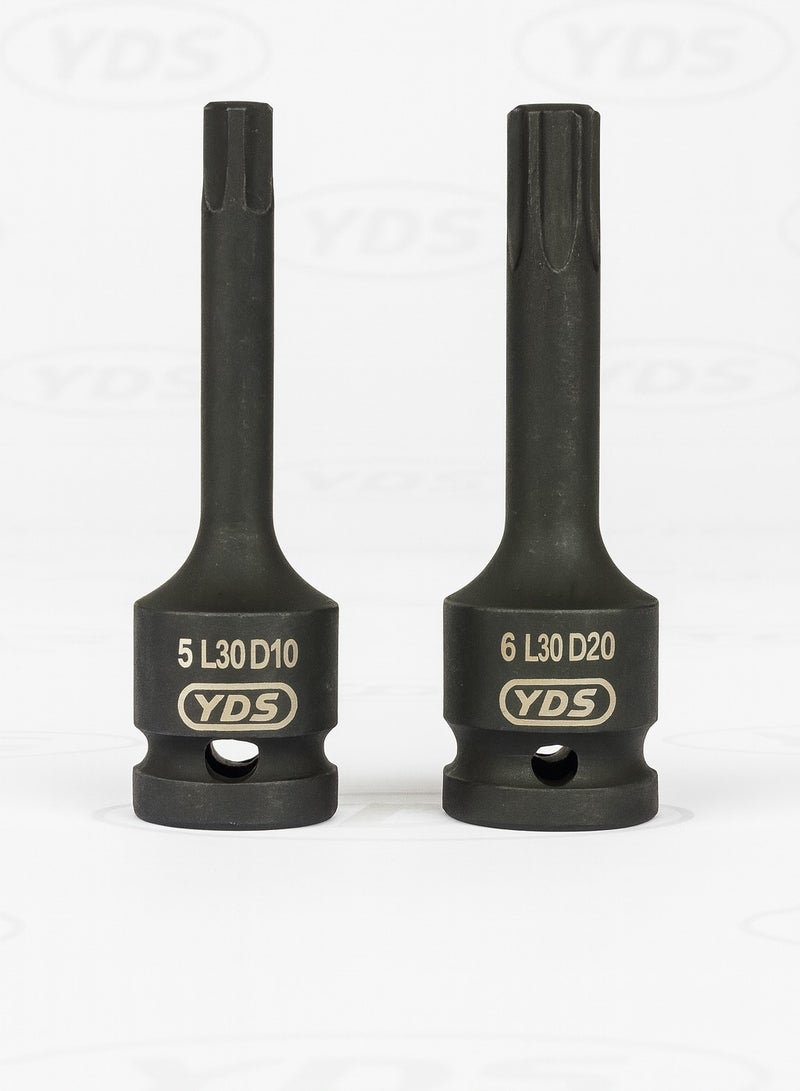 YDS 1/2" Socket Adapter Set – Internal Star RIBE Drivers RT6–RT14, Chrome-Molybdenum Steel, Long-Reach, Pin-Hole Retention, Heavy-Duty Case – Automotive, Mechanical & Industrial - Image 3