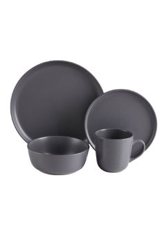Bien Servi 16-Piece Elegant and Modern Design Stoneware Dinner Set Matte Grey 28.8 x 31 x 29.8 cm ST2276-DGY  - Image 1