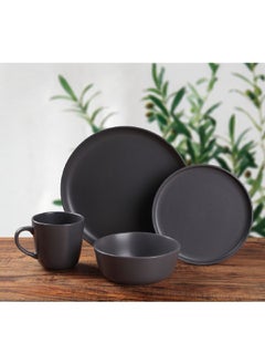 Bien Servi 16-Piece Elegant and Modern Design Stoneware Dinner Set Matte Grey 28.8 x 31 x 29.8 cm ST2276-DGY  - Image 2