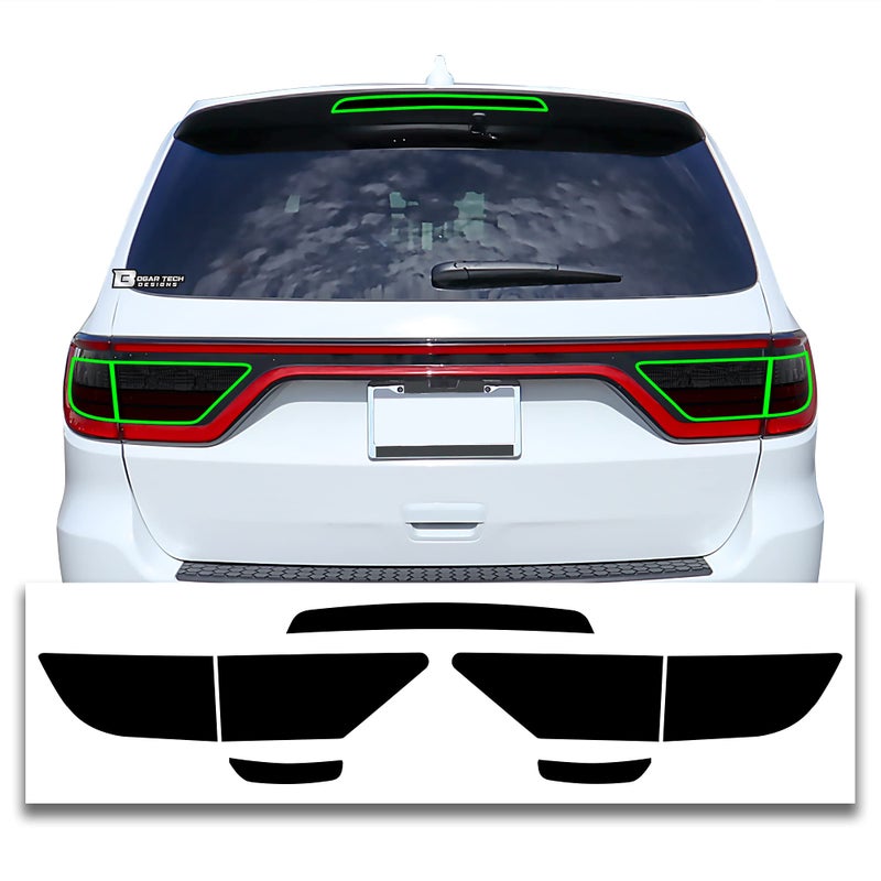 BOGAR TECH DESIGNS Tinted Taillight Third Brake Light Sidemarker Overlay Tint Compatible with Dodge Durango 20212025 Dark