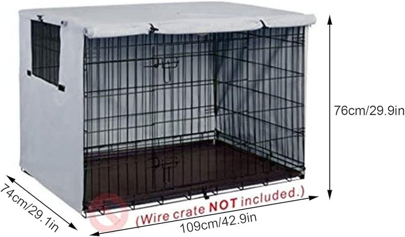 Pet Crate Cover Sunscreen Indoor Outdoor Protection 210D Silver Coated Oxford Cloth Gray - Image 3
