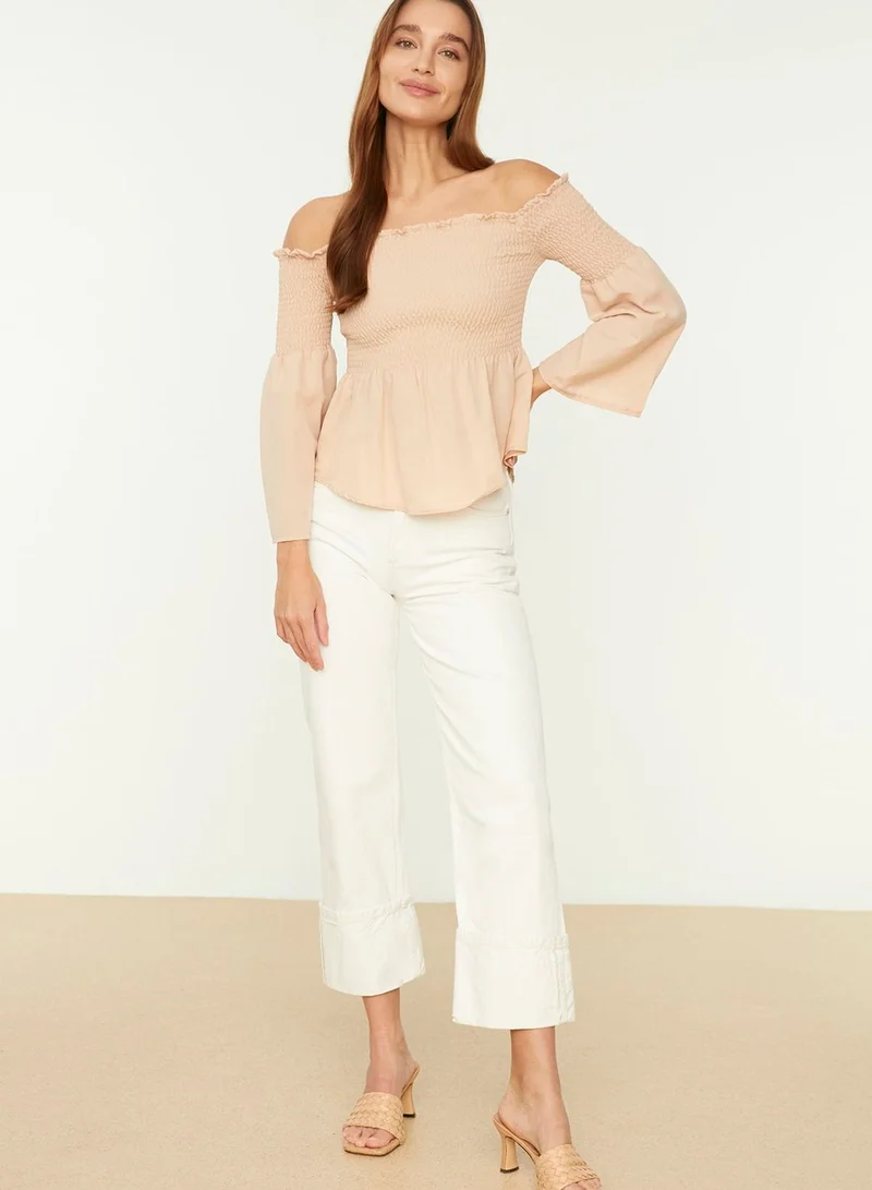 trendyol Bardot Shirred Top