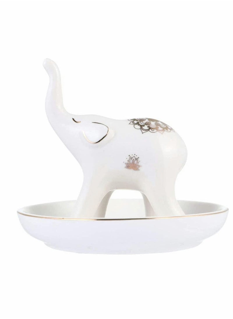 SYOSI - Jewelry Organizer Tray, Ceramic Jewelry Dish Tray, Snack Candy Plate, Ring Necklace Tray, Trinket Ornament Storage Plate, for Storage Earring Bracelet Jewelry (Elephant) - Image 1