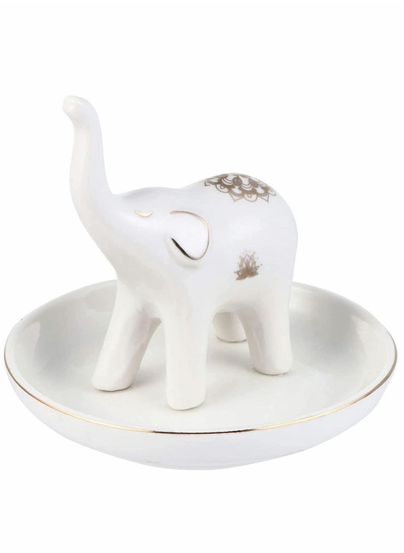 SYOSI - Jewelry Organizer Tray, Ceramic Jewelry Dish Tray, Snack Candy Plate, Ring Necklace Tray, Trinket Ornament Storage Plate, for Storage Earring Bracelet Jewelry (Elephant) - Image 1