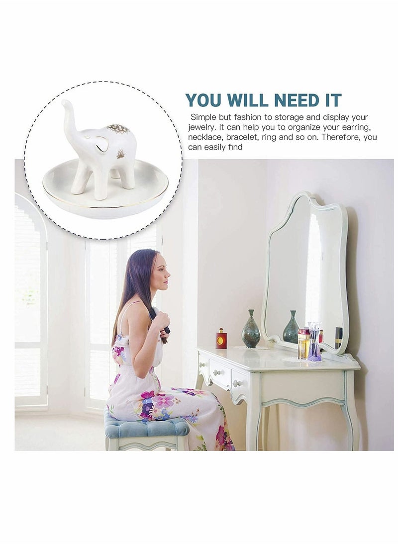 SYOSI - Jewelry Organizer Tray, Ceramic Jewelry Dish Tray, Snack Candy Plate, Ring Necklace Tray, Trinket Ornament Storage Plate, for Storage Earring Bracelet Jewelry (Elephant) - Image 1