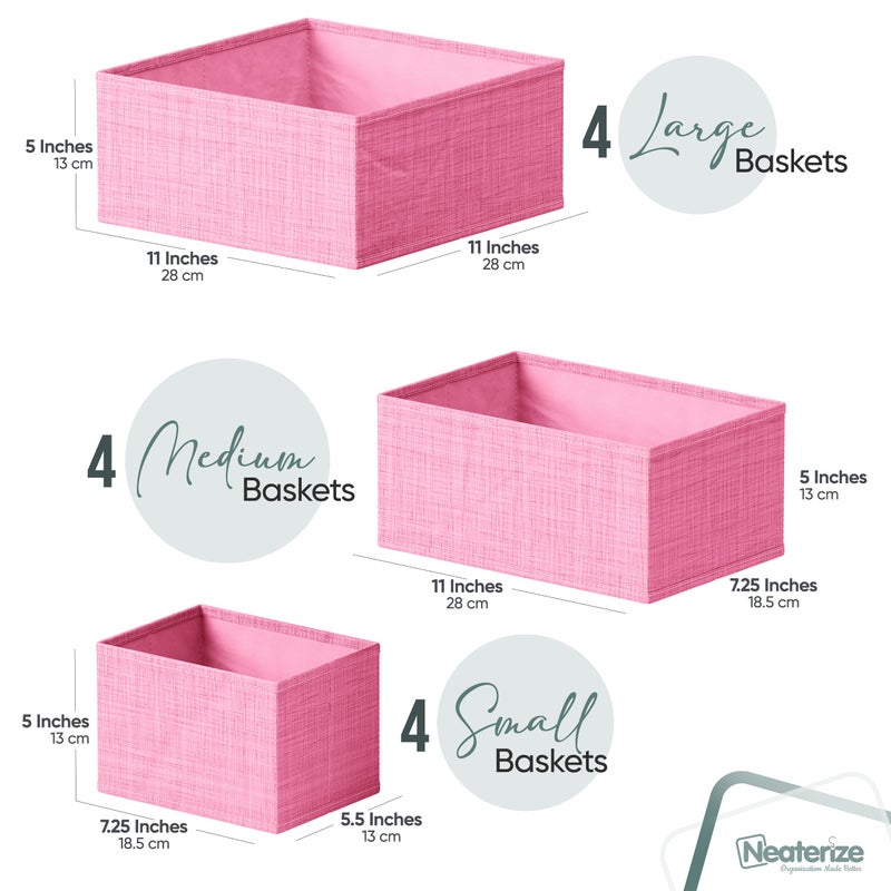 NEATERIZE Drawer Organizer Set Of 12 Pink - Nursery  Bedroom  Closet Organizer & Storage - Image 2