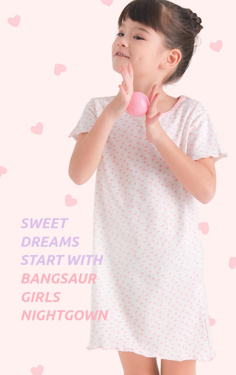 BANGSAUR Girls' Dress Set Cotton Sleepshirts, Heart Print Princess Daily Dress, 2-Pack Casual Dress Girl 3-12 Years - Image 3