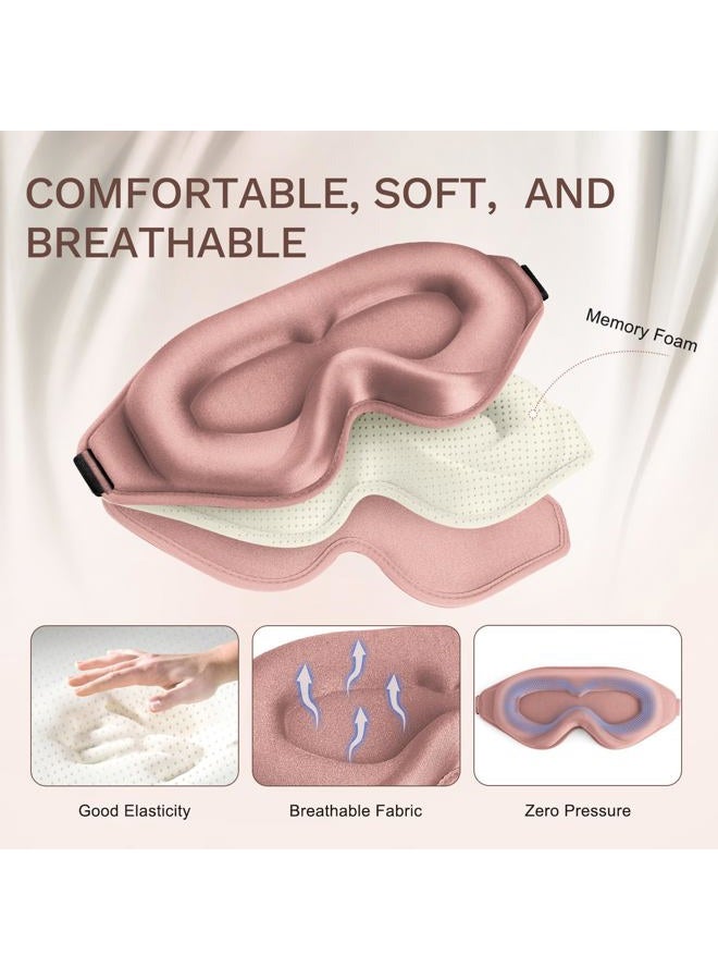 FlyCoco 99% Fully Block Out Light Eye Sleep Mask, 3D Deep Contoured Eyes Cover Zero Pressure, Long Lash Extension Eyes Mask with Adjustable Straps for Sleeping Travel Home Nap Rest Women Men (Rose) - Image 3