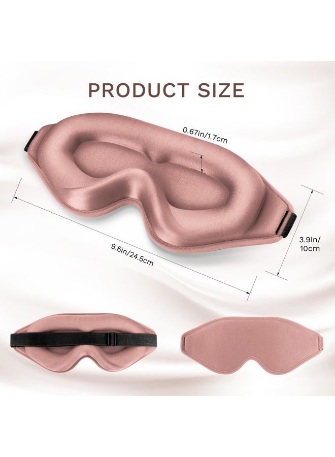 FlyCoco 99% Fully Block Out Light Eye Sleep Mask, 3D Deep Contoured Eyes Cover Zero Pressure, Long Lash Extension Eyes Mask with Adjustable Straps for Sleeping Travel Home Nap Rest Women Men (Rose) - Image 2