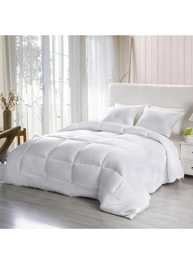 Home auraa Essential Twin Size Duvet | 135 x 220 cm | Premium Polyester Fabric with Microfiber Filling | Ultra Soft Lightweight Comforter | All Season White Duvet - Image 2